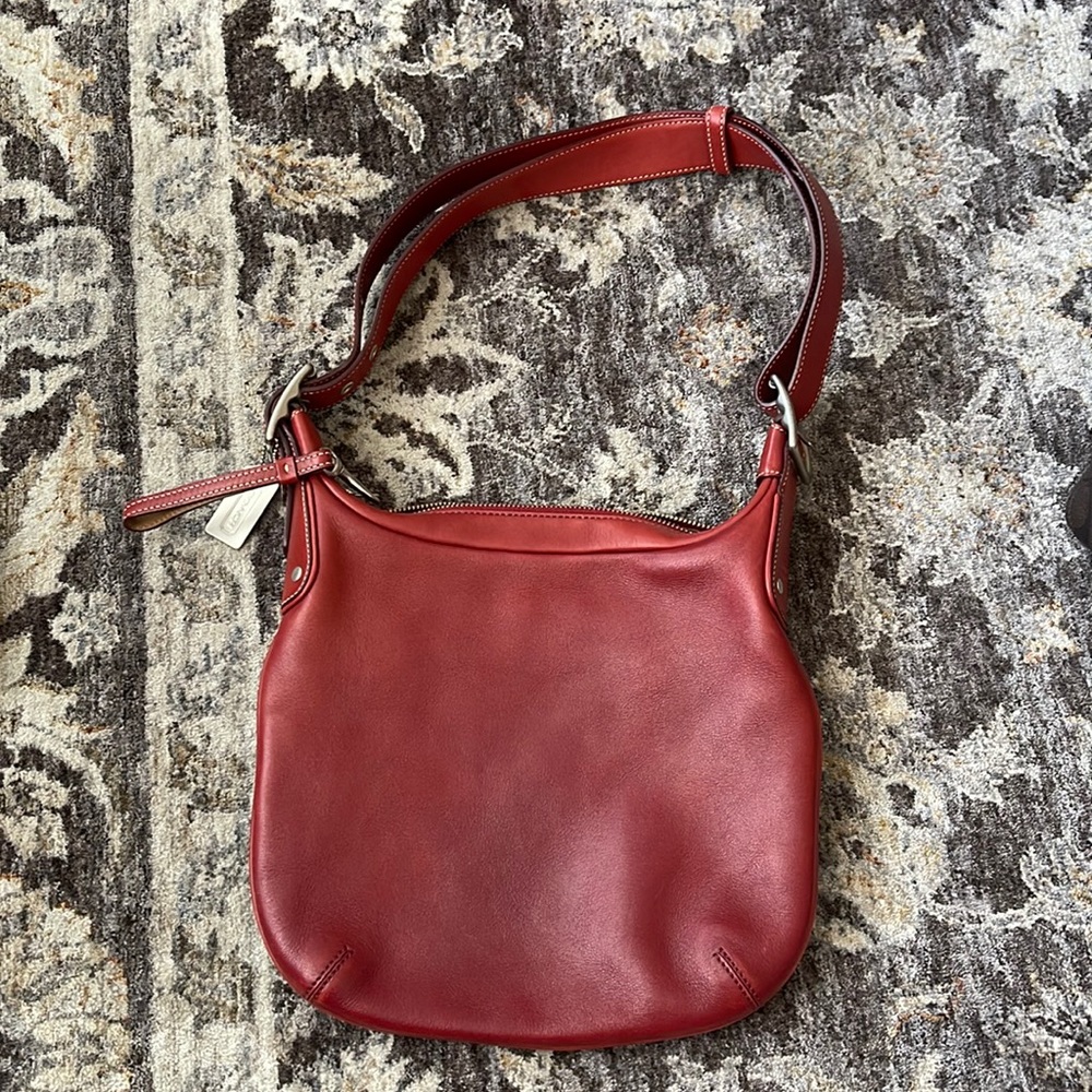 Coach red crossbody leather purse